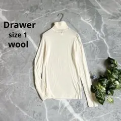 美品⁂ドゥロワー⁂タートルネックハイゲージニット　ウール　洗える　アイボリー S