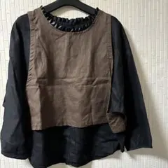 麻100%ベスト付きカットソー