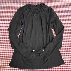 美品 axes femme レースフリル装飾 長袖カットソー アクシーズ