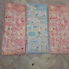 ハローキティ シナモロール ステッカー 3パック　ぷっくりシール