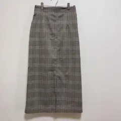 チェック柄タイトスカート ゴムウエスト