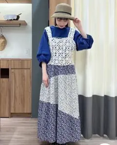 サマンサモスモス　花柄パッチワークティアードスカート