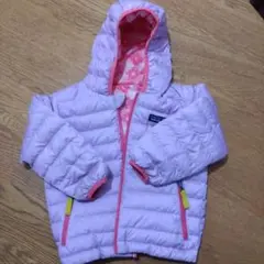 Patagonia 薄紫 フード付きダウンジャケット　リバーシブル　サイズ3T