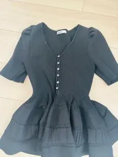 SNIDEL ブラック リブ編み トップス