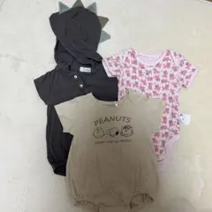 ロンパース ベビー服 半袖 かぶりタイプ 70 3枚セット まとめ売り
