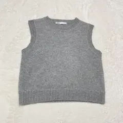 ZARA ニットベスト グレー ウール混 シンプル レディース S