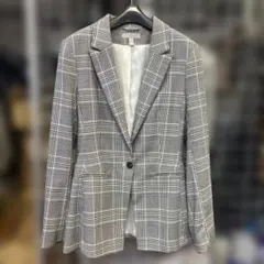 H&Mグレー系チェック テーラードジャケット7-153