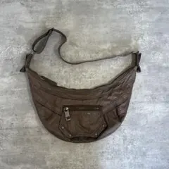 00s diesel メタルロゴ　ショルダーバッグ　三日月　茶色