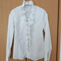 NARA CAMICIE フリル付きホワイトシャツ サイズII