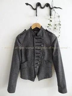 ミリタリー　ナポレオン ツイード ジャケット 黒 グレー ZARA ザラ 系