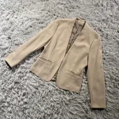 SOUP ノーカラージャケット S ベージュ セレモニー オフィス