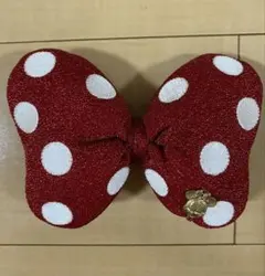 ディズニー　ミニーリボンヘアゴム　ラメ　クリップ