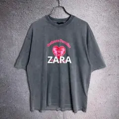 ZARA ユーズド加工プリント 半袖Ｔシャツ レギュラーフィット ラウンドネック