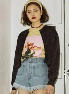 jouetie ラメ2WAYカーディガン　キラキラ　黒　ブラック　カラフル