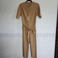 無印良品　ヘンプ混ストレッチジャンプスーツ ベージュ