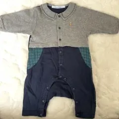 familiar ボタン付きロンパース グレー・ネイビー