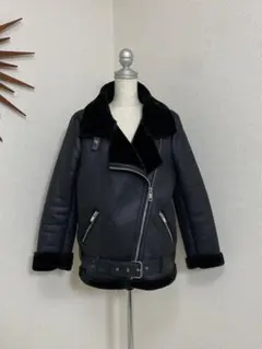 9330. ZARA ダブルフェイス フェイクムートン ライダースジャケット