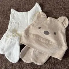 ベビー用帽子クマの帽子とミトンセット　2セット