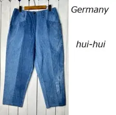 ドイツ製 hui-hui ウイウイ 切替えワイドデニムパンツ ウォッシュ加工