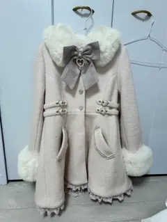 LIZLISA リズリサ　コート　ビジューリボンミニ丈Aラインコート　ピンク