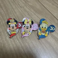 30周年ミッキー ミニー ドナルド ピンバッジ 3個セット