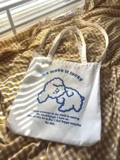 犬のイラスト入りキャンバストートバッグ