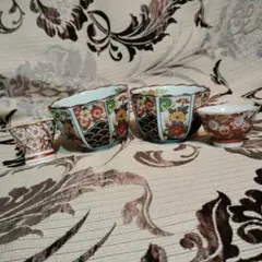 有田焼の聖山窯小鉢2個、九谷焼のお猪口2個