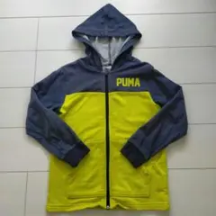 PUMA フード付きパーカー 100cm ネイビー/イエロー