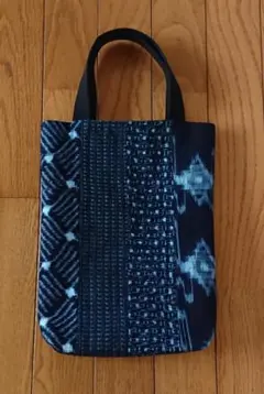 絣 ハンドメイド パッチワーク手提げかばん