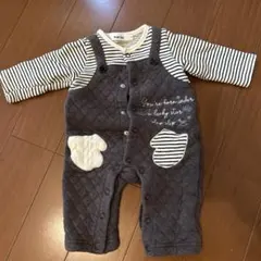 動物柄ロンパース ストライプデザイン