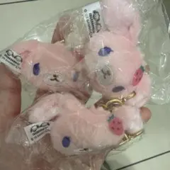 シュガーバニーズ どこでもぬいぐるみチャーム　ストロベリーうさ 3個セット