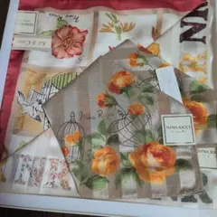 NINA RICCI 花柄ハンカチ シルクコットン