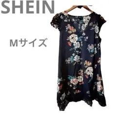 海外古着【SHEIN 】✨花柄ネイビー ワンピース Mサイズ✨美品