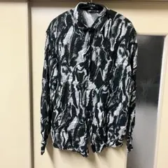 ZARA 長袖シャツ マーブル柄 ブラック ホワイト XLのサムネイル