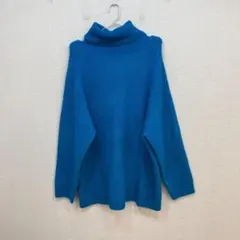 ザラ ZARA ニット ブルー 青 長袖 ニット セーター タートルネック【L】