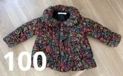 miamail 花柄　ダウン　ブラック　100 フリル　フレア　女の子　中綿