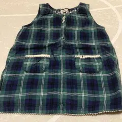 ミキハウス タータンチェック ワンピース ジャンパースカート グリーン 80