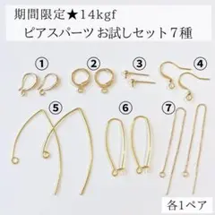 期間限定 14kgf ピアス パーツ 7種セット お試し　ハンドメイド