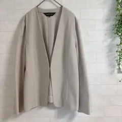 【美品】INDIVI インディヴィ ノーカラージャケット 洗える ナチュラル