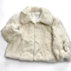SAGA ROYAL パールミンク クロップド ファーコート ホワイト 着丈51