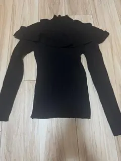 オフショル フリルニット ブラック