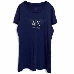 美品 アルマーニエクスチェンジ ロゴTシャツ S ネイビー 翼プリント 半袖のサムネイル