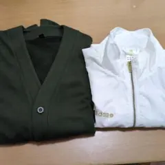 専用adidas ホワイトジャケットМサイズ＋ユニクロカーキカーディガンセット
