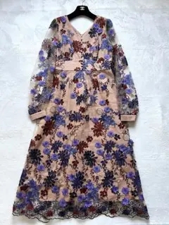 極美品✨グレースコンチネンタル レース刺繍 ワンピース 結婚式 38