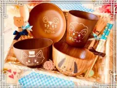 かば様ご確認　名入れ木目調サラダボウルコップお椀　木製茶碗スプーンフォーク箸