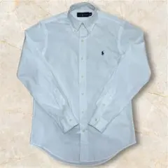 【美品/定番】ラルフローレン ボタンダウンシャツ 白 XS 刺繍ロゴ ケア済