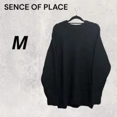 SENCE OF PLACE 黒 ニット セーター M ローゲージ クルーネック