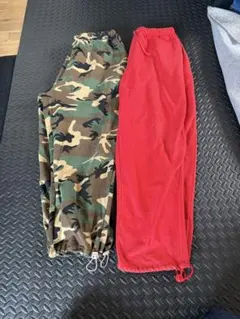 迷彩柄 レッド 2セット スウェットパンツ