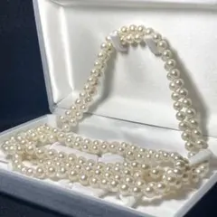 2連/超ロング✨️ 本真珠 パール ネックレス 約7.0~7.5m ジュエリー