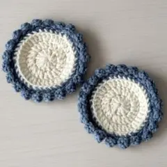 ハンドメイド かぎ針編み ぽこぽこコースター 2枚セット
